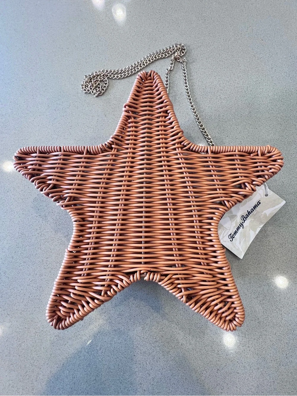 Tommy Bahama Starfish Woven Wicker Raffia Crossbody Purse Snap Closure